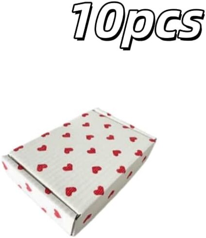 10pcs White Heart Print Packing Boxes | 10x9x2cm Open Mailing Boxes for Gifts Crafts & Business in Saudi Arabia