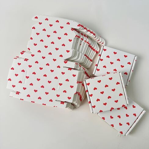 10pcs White Heart Print Packing Boxes | 10x9x2cm Open Mailing Boxes for Gifts Crafts & Business in Saudi Arabia