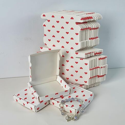 10pcs White Heart Print Packing Boxes | 10x9x2cm Open Mailing Boxes for Gifts Crafts & Business in Saudi Arabia