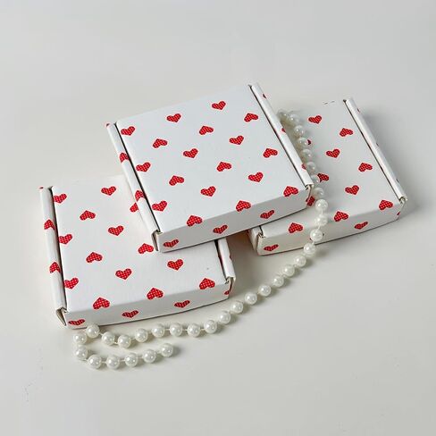 10pcs White Heart Print Packing Boxes | 10x9x2cm Open Mailing Boxes for Gifts Crafts & Business in Saudi Arabia