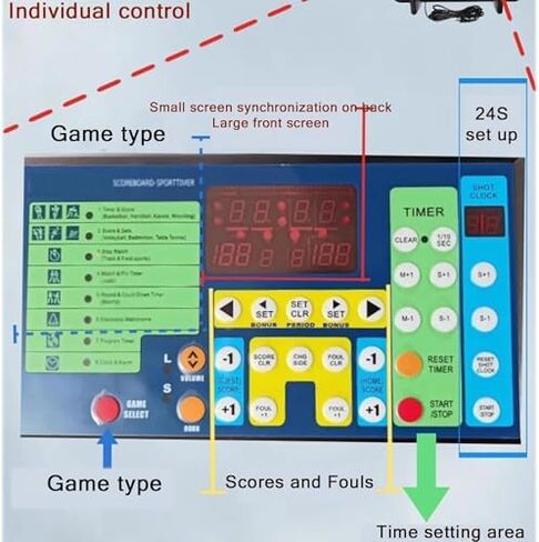 Tabletop Electronic Scoreboard with Timer and Buzzer Alarm for Basketball and Pingpong Games in Kuwait