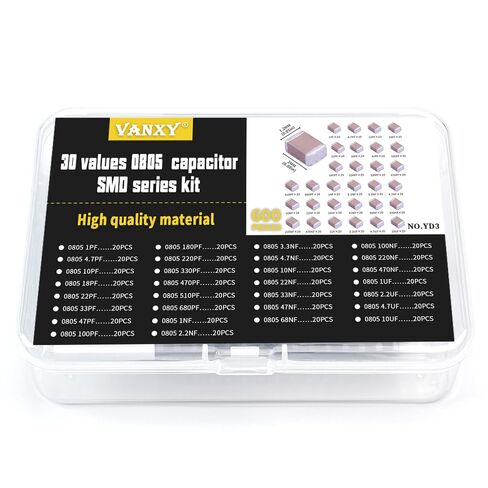 0805 SMD مكثفات أطقم 30 قيم * 20 قطعة = 600 قطعة 1PF-10uF mlcc متعدد الطبقات مكثفات رقاقة السيراميك in Kuwait