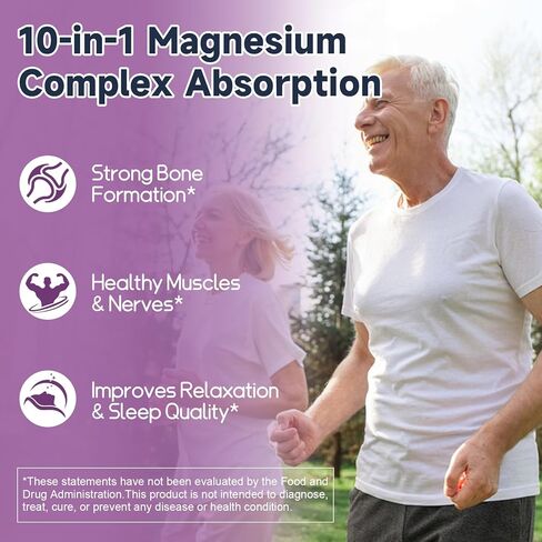 10-in-1 Magnesium Complex Supplement with Probiotics Prebiotics & Digestive Enzymes, 100 Billion CFU Probiotics for Women, High Absorption for Muscle, Sleep Calm, Gut & Digestive Health, Vegan Non-GMO in Kuwait