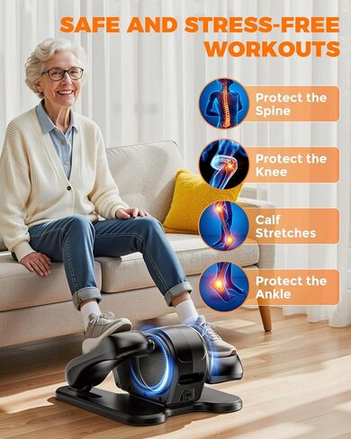 Ellipse Leg Exerciser Electric كما هو موضح على شاشة التلفزيون تحت مكتب Machine Elimipical Eclipse Leg Exerciser أثناء جلوسه في تمرين دواسة محمولة هادئة مع التحكم عن بعد 12 سرعة قابلة للتعديل in Kuwait