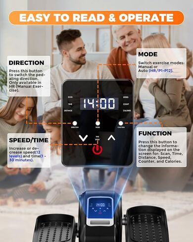 Ellipse Leg Exerciser Electric كما هو موضح على شاشة التلفزيون تحت مكتب Machine Elimipical Eclipse Leg Exerciser أثناء جلوسه في تمرين دواسة محمولة هادئة مع التحكم عن بعد 12 سرعة قابلة للتعديل in Kuwait