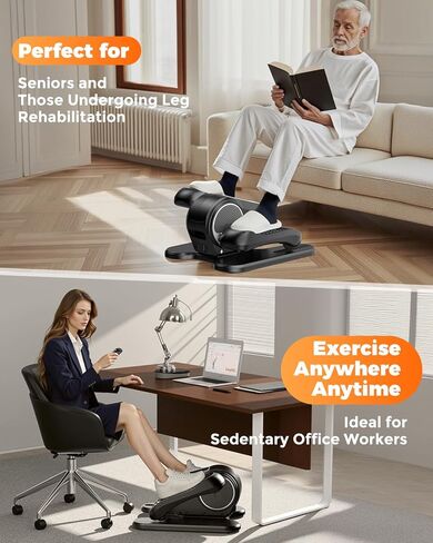Ellipse Leg Exerciser Electric كما هو موضح على شاشة التلفزيون تحت مكتب Machine Elimipical Eclipse Leg Exerciser أثناء جلوسه في تمرين دواسة محمولة هادئة مع التحكم عن بعد 12 سرعة قابلة للتعديل in Kuwait