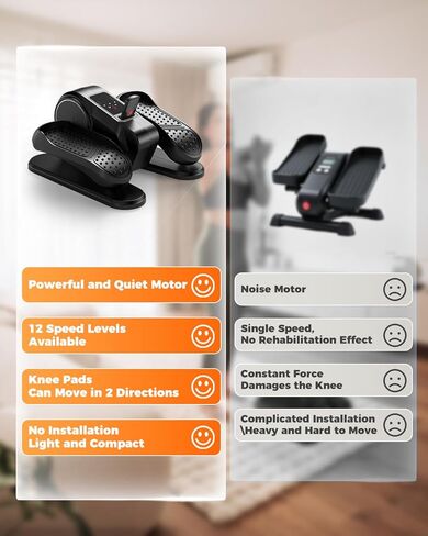 Ellipse Leg Exerciser Electric كما هو موضح على شاشة التلفزيون تحت مكتب Machine Elimipical Eclipse Leg Exerciser أثناء جلوسه في تمرين دواسة محمولة هادئة مع التحكم عن بعد 12 سرعة قابلة للتعديل in Kuwait