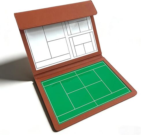 JIANNA Tennis Tactical Board Training Notebook Portable Three fold PU Leather Tactical Board with Pen Insertion Double Pen Court map Folding A5 Size Game Analysis Board in Saudi Arabia