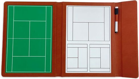 JIANNA Tennis Tactical Board Training Notebook Portable Three fold PU Leather Tactical Board with Pen Insertion Double Pen Court map Folding A5 Size Game Analysis Board in Saudi Arabia
