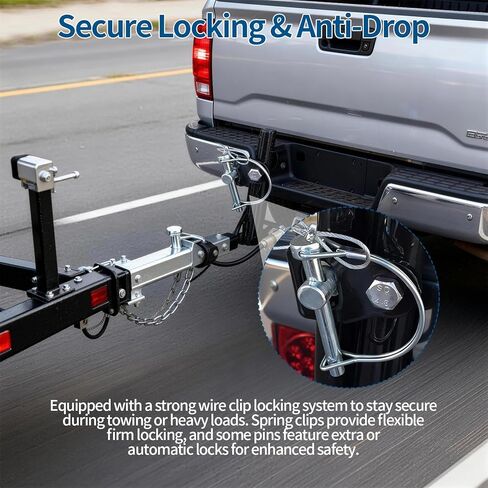 8 Pack Trailer Coupler Pin – Heavy Duty 1/4" Lock Pins with Square Wire Lock for Farm Trailers, Towing, Hitches, PTO and Lawn Equipment, Available in Multiple Sizes (2.75") in Kuwait