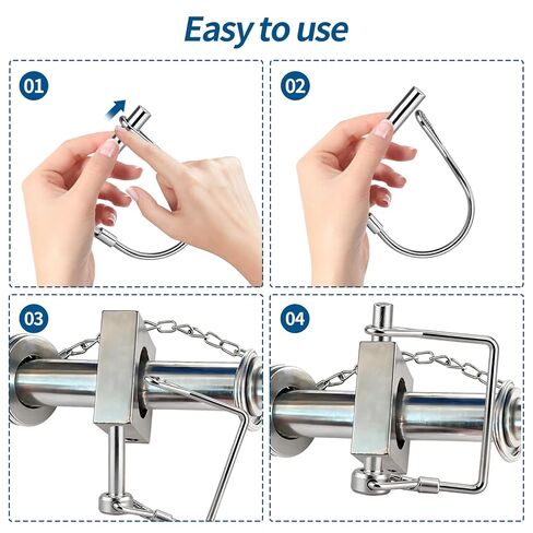 8 Pack Trailer Coupler Pin – Heavy Duty 1/4" Lock Pins with Square Wire Lock for Farm Trailers, Towing, Hitches, PTO and Lawn Equipment, Available in Multiple Sizes (2.75") in Kuwait