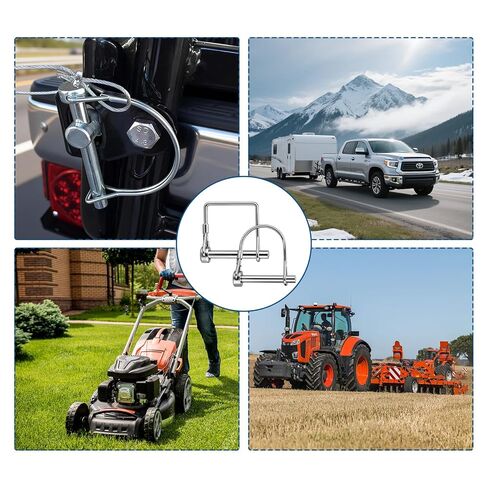 8 Pack Trailer Coupler Pin – Heavy Duty 1/4" Lock Pins with Square Wire Lock for Farm Trailers, Towing, Hitches, PTO and Lawn Equipment, Available in Multiple Sizes (2.75") in Kuwait