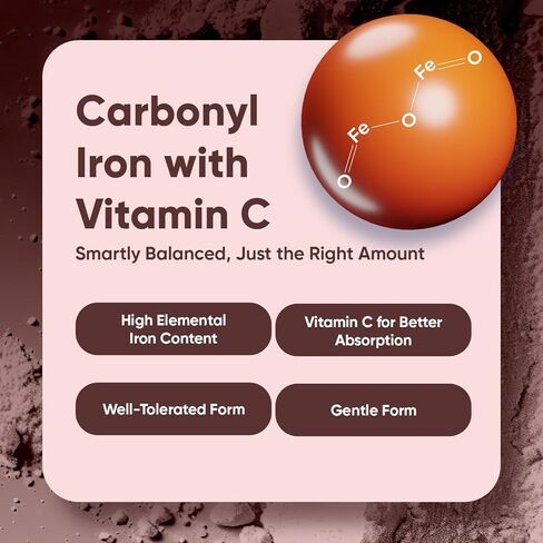 WeightWorld Iron Supplement 65mg - with Vitamin C 125mg - 180 Tablets (6 Months Supply) - Gentle Carbonyl Iron Supplement for Women & Men - Energy Booster & Blood Heath - Vegan, Non-GMO & Gluten-Free in Kuwait