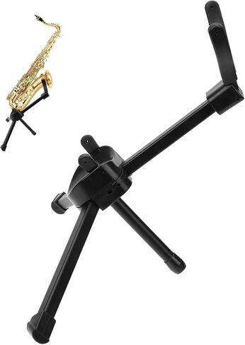 minkissy Foldable Alto Tenor Saxophone Stand Holder with Leather Storage Bag, Portable Saxophone Display Bracket for Musical Instrument Accessories in Saudi Arabia