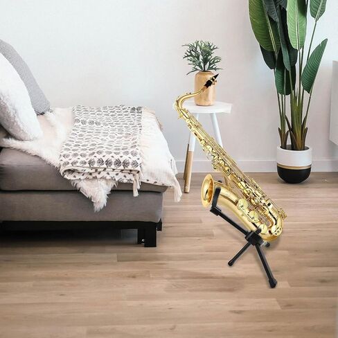 minkissy Foldable Alto Tenor Saxophone Stand Holder with Leather Storage Bag, Portable Saxophone Display Bracket for Musical Instrument Accessories in Saudi Arabia