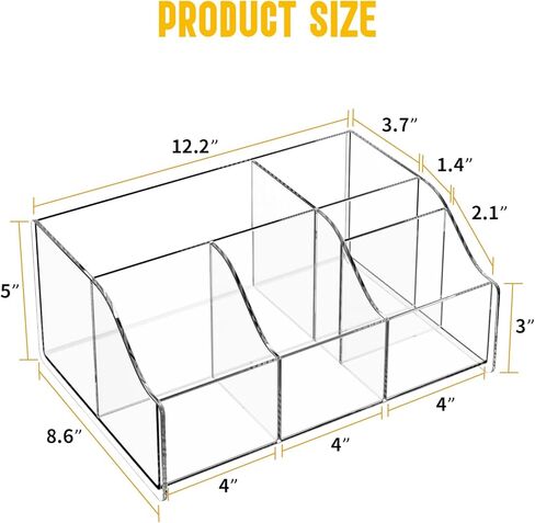 Upitry Acrylic Coffee Bar Organizer Station - Multiple Compartments - Kitchen Bar Tools Storage Rack - Beverage Station Organizer for Coffee Creamer Syrup in Kuwait