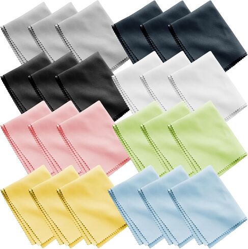 24 Pack Microfiber Cleaning Cloths, Eye Glass Cleaner Cloth Lens Wipes Cloth for Eyeglasses, Cell Phones, Screens, Lenses, Cameras, 6×6 in, 8 Colors in Kuwait