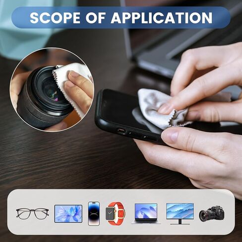 24 Pack Microfiber Cleaning Cloths, Eye Glass Cleaner Cloth Lens Wipes Cloth for Eyeglasses, Cell Phones, Screens, Lenses, Cameras, 6×6 in, 8 Colors in Kuwait