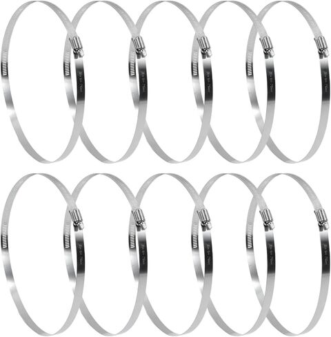 مشبك خرطوم Semetall 8 بوصة، (194-216 مم) 304 مشابك مجاري تروس من الفولاذ المقاوم للصدأ - مشابك هواء أنابيب أنابيب قابلة للتعديل، 10 عبوات in Saudi Arabia