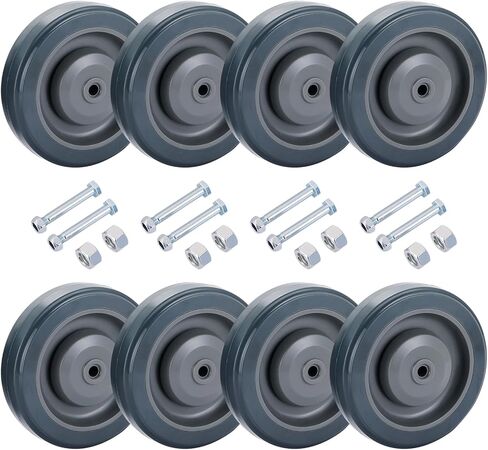8 Pack 5" Shopping Cart Replacement Wheels Kit | Silent Supermarket Casters with 8 Axles Bolts, Shopping Cart Wheels w/High Carbon Steel Single Ball Bearing, Polyurethane Caster Wheels (Blue) in Saudi Arabia