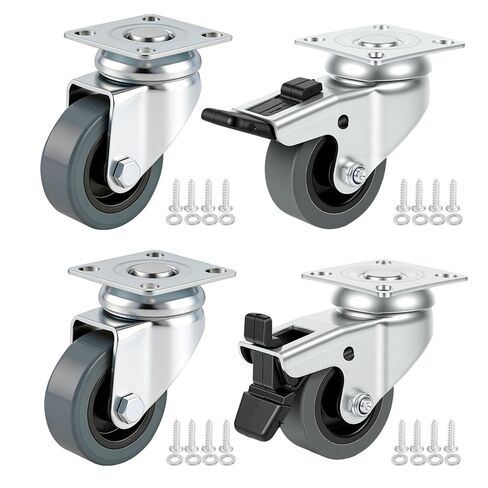 4 Inch Swivel Caster Wheels Set of 4, Heavy Duty Grey PU Wheels, 360-Degree Rotation, Double Steel Bearings, 1100 lbs Capacity 4-Pack for Carts, Equipments, Workbench in Saudi Arabia
