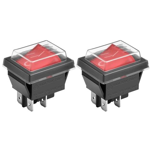 مفتاح الروك ON-OFF DPST 4 محطات الضوء الأحمر 16A 250VAC مع غطاء مقاوم للماء (4) in Kuwait