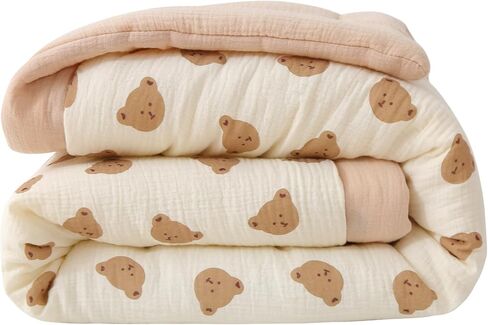 Cotton Muslin Toddler Comforter/Quilt,Ultra Soft & Breathble Muslin Toddler Blanket,All Season Baby Blankets for Boys and Girls, Machine Washable,41"x48" in Kuwait