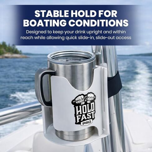 HoldFastPro Boat Cup Holder, Adjustable Universal Boat Cup Caddy for Rails & Grab Bars, Marine Drink Holder for Center Console, & T-Top Mounting in Saudi Arabia