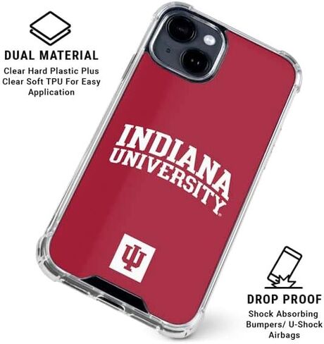 حافظة هاتف Skinit الشفافة متوافقة مع iPhone 15 - تصميم Hoosiers مرخص رسميًا من جامعة إنديانا in Kuwait