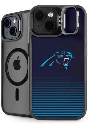 Skinit Kickstand Phone Case Compatible with iPhone 15 Plus - Officially Licensed NFL Carolina Panthers Black & White Design in Saudi Arabia