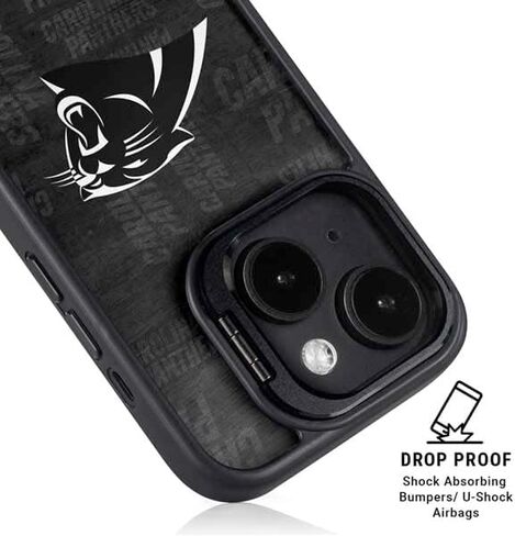 Skinit Kickstand Phone Case Compatible with iPhone 15 Plus - Officially Licensed NFL Carolina Panthers Black & White Design in Saudi Arabia
