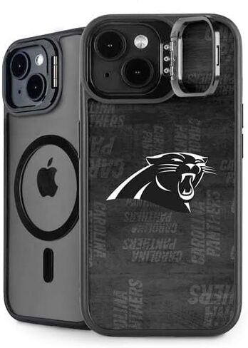 Skinit Kickstand Phone Case Compatible with iPhone 15 Plus - Officially Licensed NFL Carolina Panthers Black & White Design in Saudi Arabia