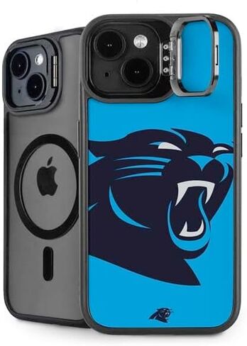 Skinit Kickstand Phone Case Compatible with iPhone 15 Plus - Officially Licensed NFL Carolina Panthers Black & White Design in Saudi Arabia