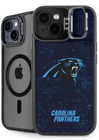 Skinit Kickstand Phone Case Compatible with iPhone 15 Plus - Officially Licensed NFL Carolina Panthers Black & White Design in Saudi Arabia