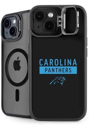 Skinit Kickstand Phone Case Compatible with iPhone 15 Plus - Officially Licensed NFL Carolina Panthers Black & White Design in Saudi Arabia