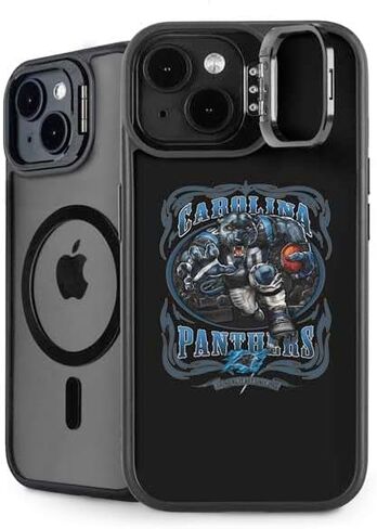 Skinit Kickstand Phone Case Compatible with iPhone 15 Plus - Officially Licensed NFL Carolina Panthers Black & White Design in Saudi Arabia