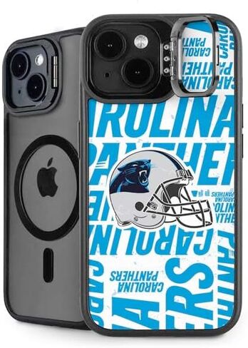 Skinit Kickstand Phone Case Compatible with iPhone 15 Plus - Officially Licensed NFL Carolina Panthers Black & White Design in Saudi Arabia