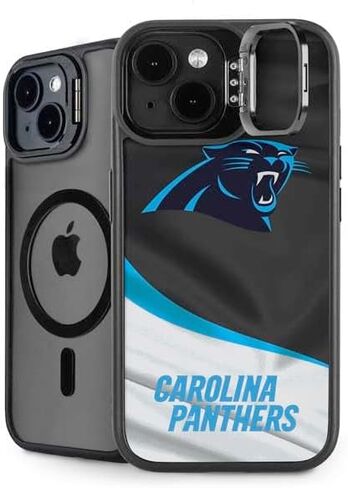 Skinit Kickstand Phone Case Compatible with iPhone 15 Plus - Officially Licensed NFL Carolina Panthers Black & White Design in Saudi Arabia
