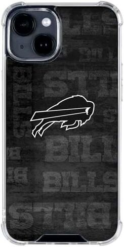 حافظة هاتف Skinit الشفافة متوافقة مع iPhone 15 - تصميم باللونين الأبيض والأسود مرخص رسميًا من NFL Buffalo Bills in Saudi Arabia