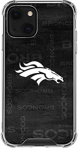 Skinit Clear Phone Case Compatible with iPhone 13 - Officially Licensed NFL Denver Broncos Black & White Design in Saudi Arabia
