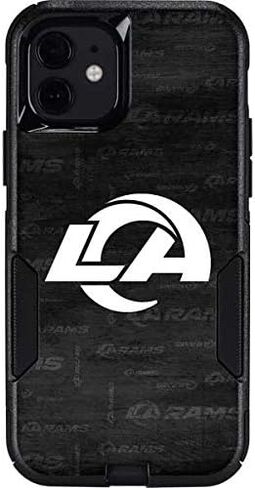غلاف هاتف من Skinit متوافق مع حافظة OtterBox Commuter لهاتف iPhone 12 Mini - تصميم أسود وأبيض مرخص رسميًا من NFL Los Angeles Rams in Saudi Arabia