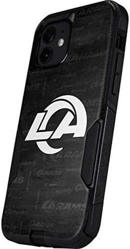 غلاف هاتف من Skinit متوافق مع حافظة OtterBox Commuter لهاتف iPhone 12 Mini - تصميم أسود وأبيض مرخص رسميًا من NFL Los Angeles Rams in Saudi Arabia