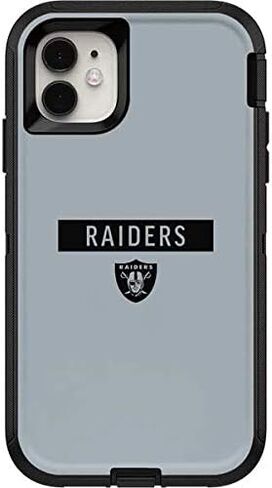 ملصق Skinit متوافق مع حافظة OtterBox Defender iPhone 11 - تصميم سلسلة الأداء الفضي من NFL Las Vegas Raiders المرخص رسميًا in Saudi Arabia