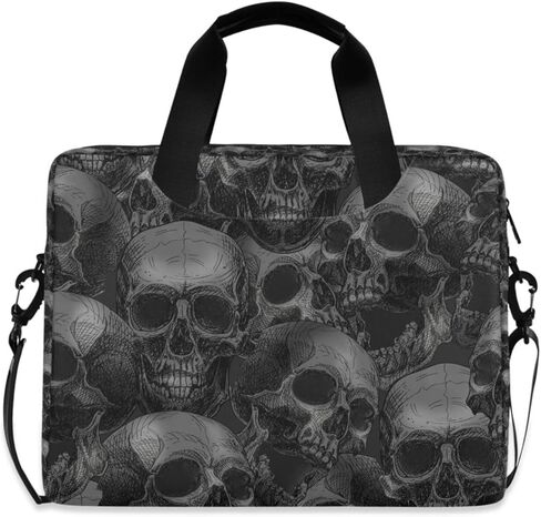 JIPONI جماجم مخيفة 15.6 16 بوصة حقيبة كمبيوتر محمول حقيبة رسول حقيبة حاسوب للرجال والنساء مع مقبض حزام الكتف in Kuwait