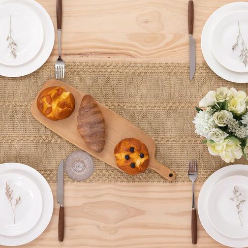 Niviy الخيش بوهو الجدول عداء لديكور المنزل الربيع 72 بوصة طويلة، ديكور مزرعة البني ريفي صغير مكرامية المنسوجة القهوة الخيش الجوت الجدول العداءين لفصل الصيف الطعام مضمد وشاح ديكور الطاولة in Kuwait