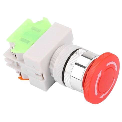 Emergency Stop Button, Self Locking, Mushroom Push Button Switch, 22mm Mount Insulated Design, for Industrial Machinery Equipment, Factories, Manufacturing Plants, CNC Machines, As in Saudi Arabia