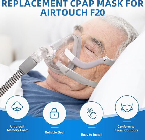 قطعتان من وسادة CPAP البديلة (M) لجهاز Airtouch F20، وسادة وجه كاملة محدثة F20 مع رغوة الذاكرة، جميع اللوازم (متوسطة) in Saudi Arabia