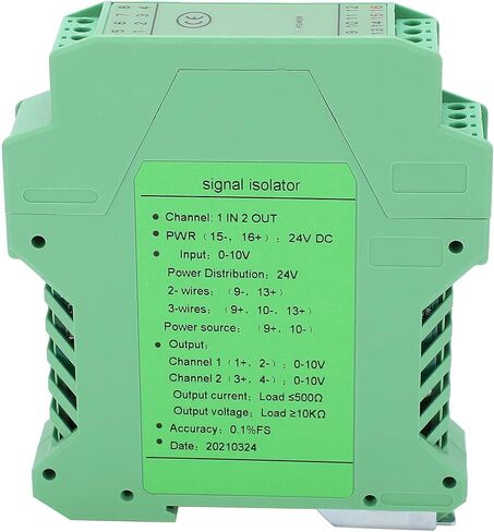 Qiilu DC 0-10V Signal Isolator with 1 Input 2 Output, Rail Mount Current Voltage Transmitter - GLG for PLC and DCS Applications in Saudi Arabia