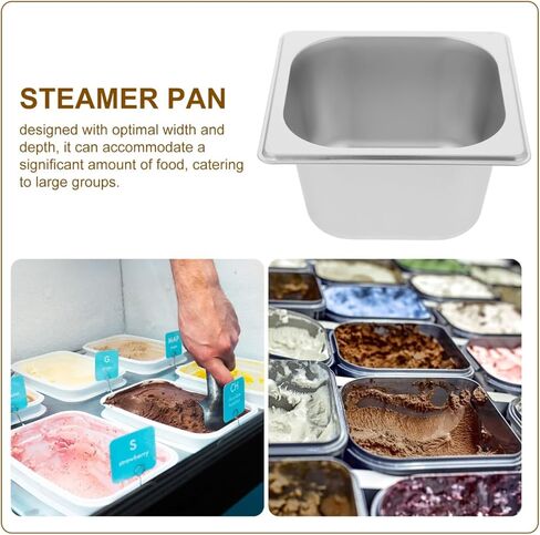 Abaodam الفولاذ المقاوم للصدأ البخار عموم حوض مربع 6.88X6.37X3.93In لمطعم بوفيه تقديم الطعام فندق خدمة الطعام صواني الجليد وعاء تخدم السلطانية in Kuwait