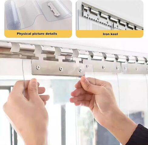 طقم ستائر باب بشريط PVC شفاف - غطاء مقاوم للخدش ومعزول حراريًا للمستودع والفريزر، 47.2 × 78.7 بوصة، سهل التركيب، مقسم باب متين من الفينيل in Kuwait